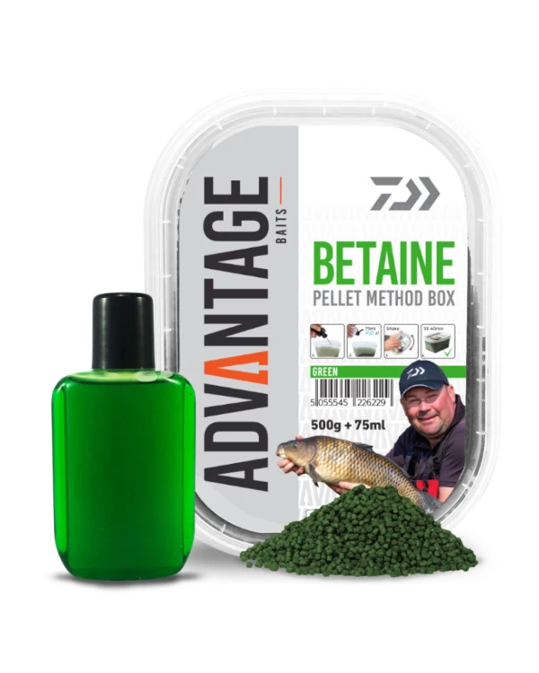 Daiwa Method Green Betain Pellet Box ( 500 Gram + 75ml Booster ) 5 Daiwa Method Green Betain Pellet Box ( 500 Gram + 75ml Booster ) - Afbeelding 3